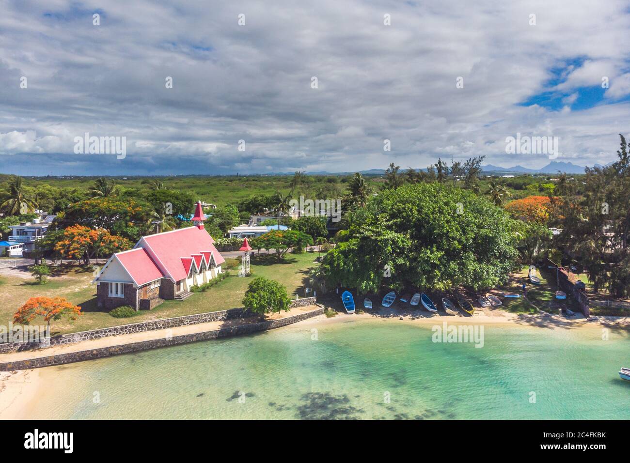 Notre Dame Auxiliatrice church at Cap Malheureux. Mauritius  Stock Photo