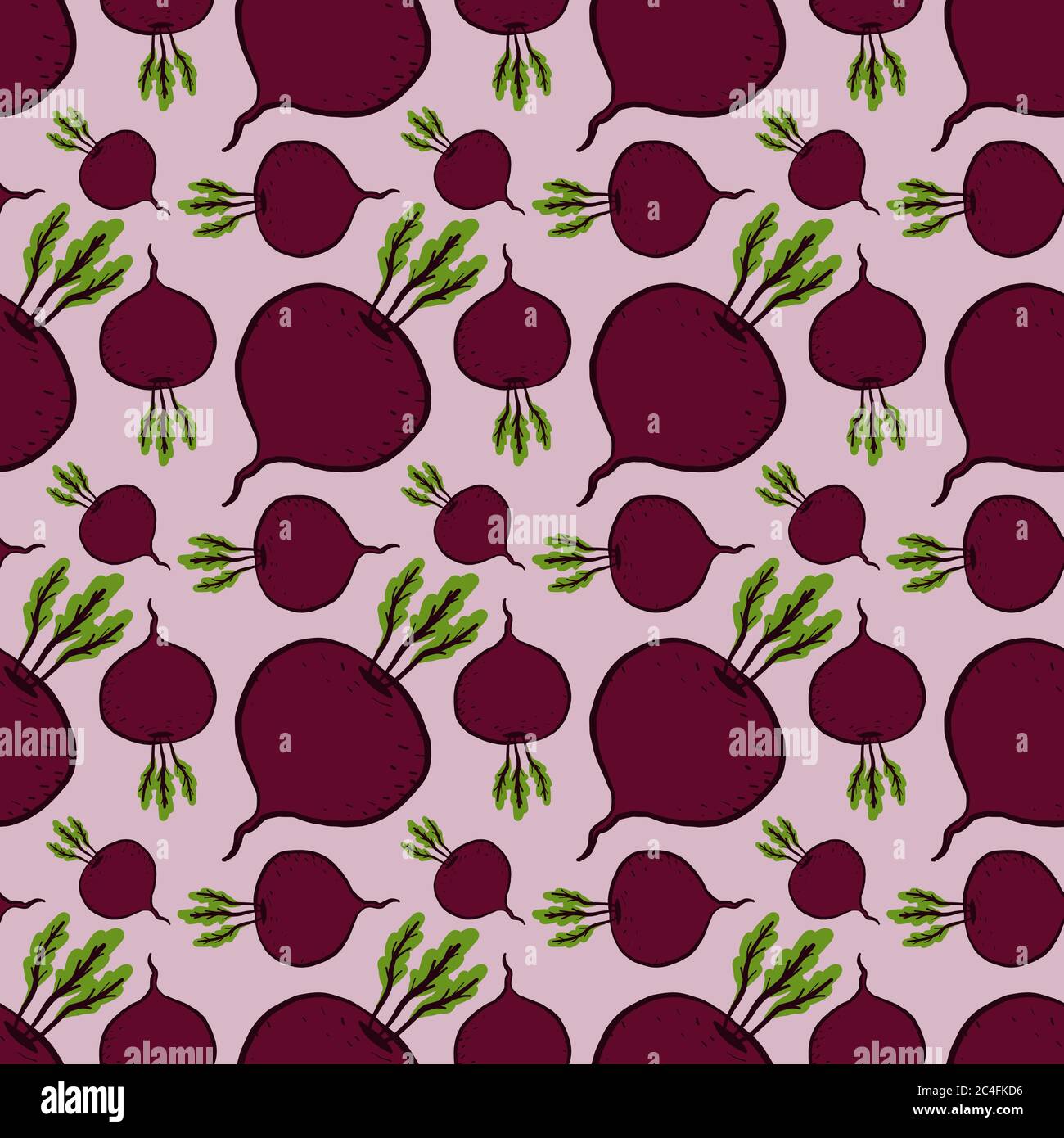 Beet pattern, seamless pattern on pink background. Stock Vector