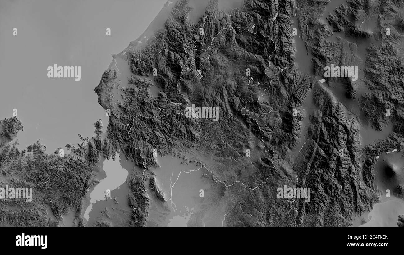 Gifu, prefecture of Japan. Grayscaled map with lakes and rivers. Shape ...