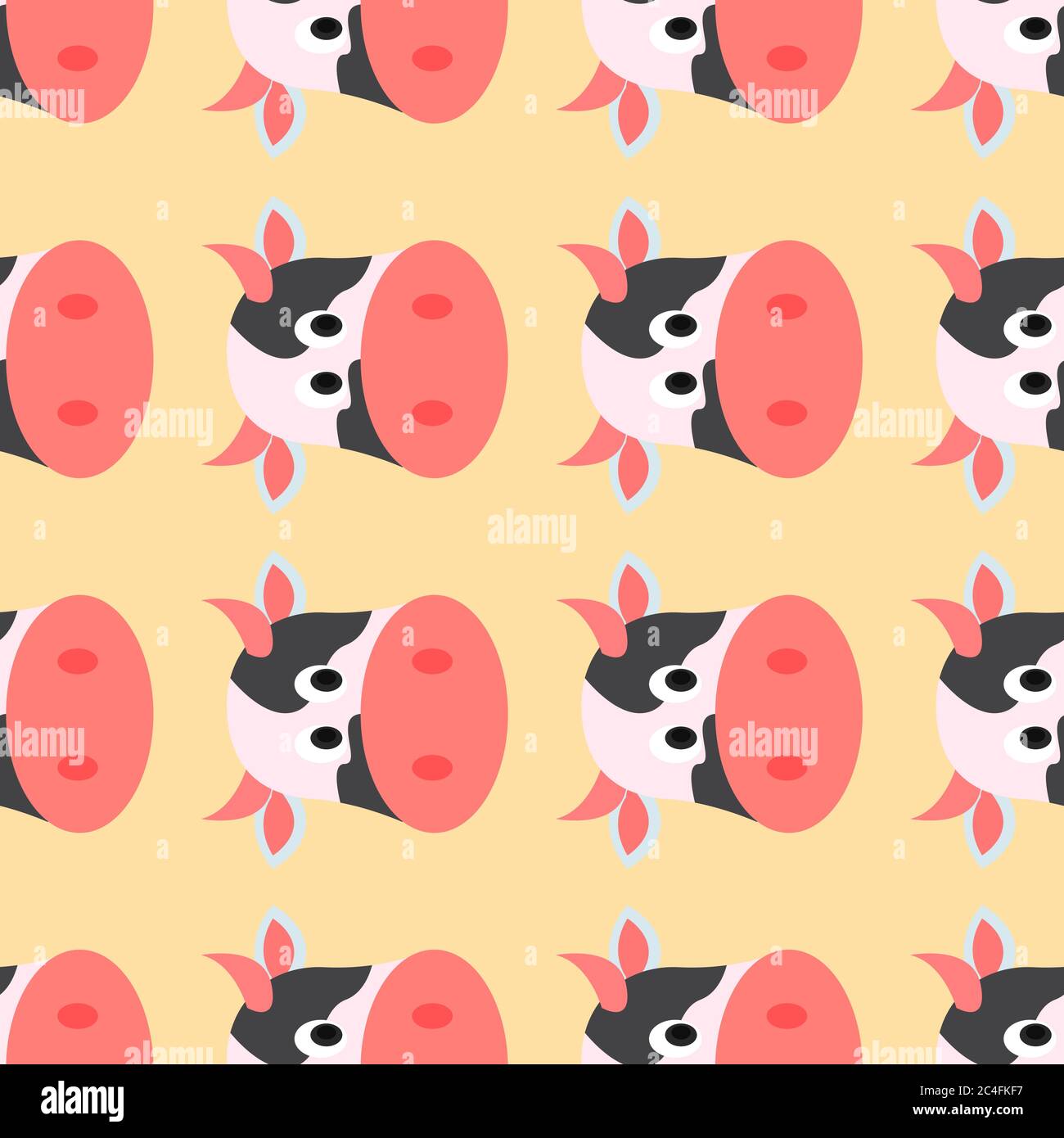 Cow pattern, seamless pattern on orange background. Stock Vector