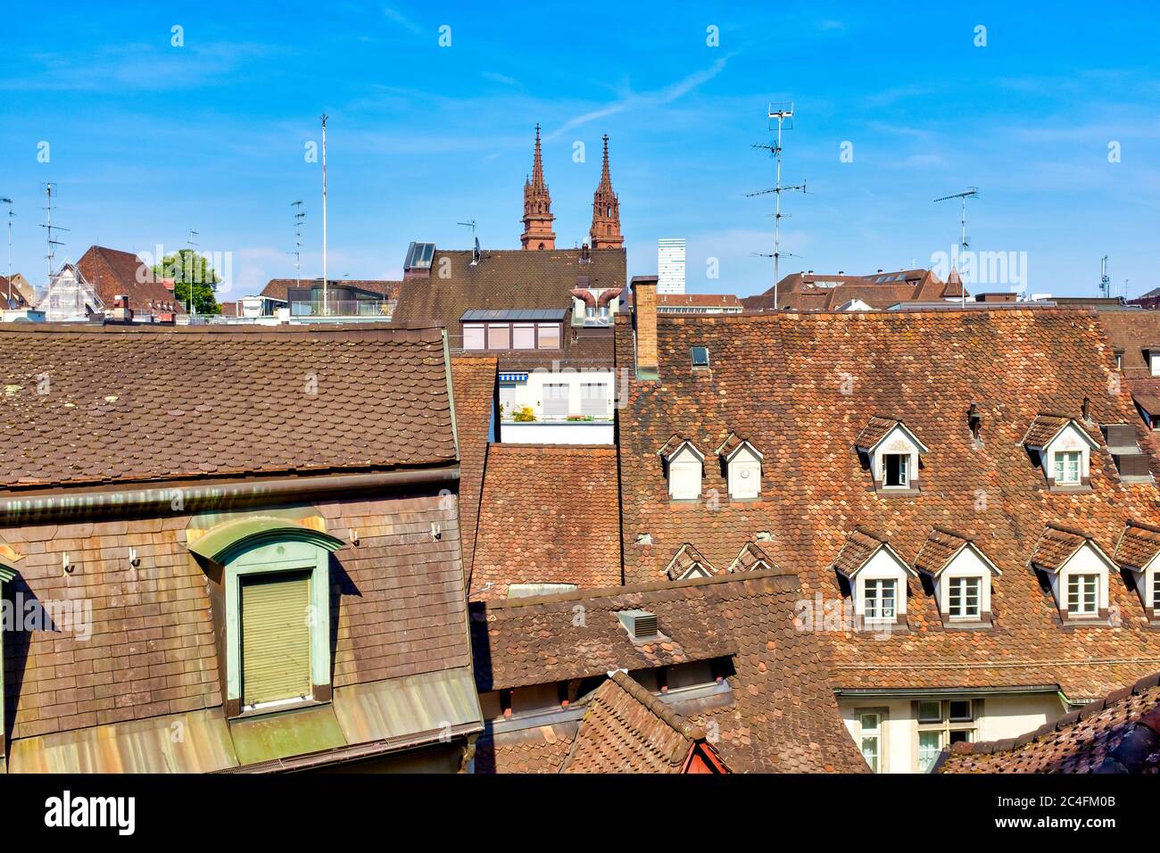 Rooftops of Basel, Switzerland Stock Photo