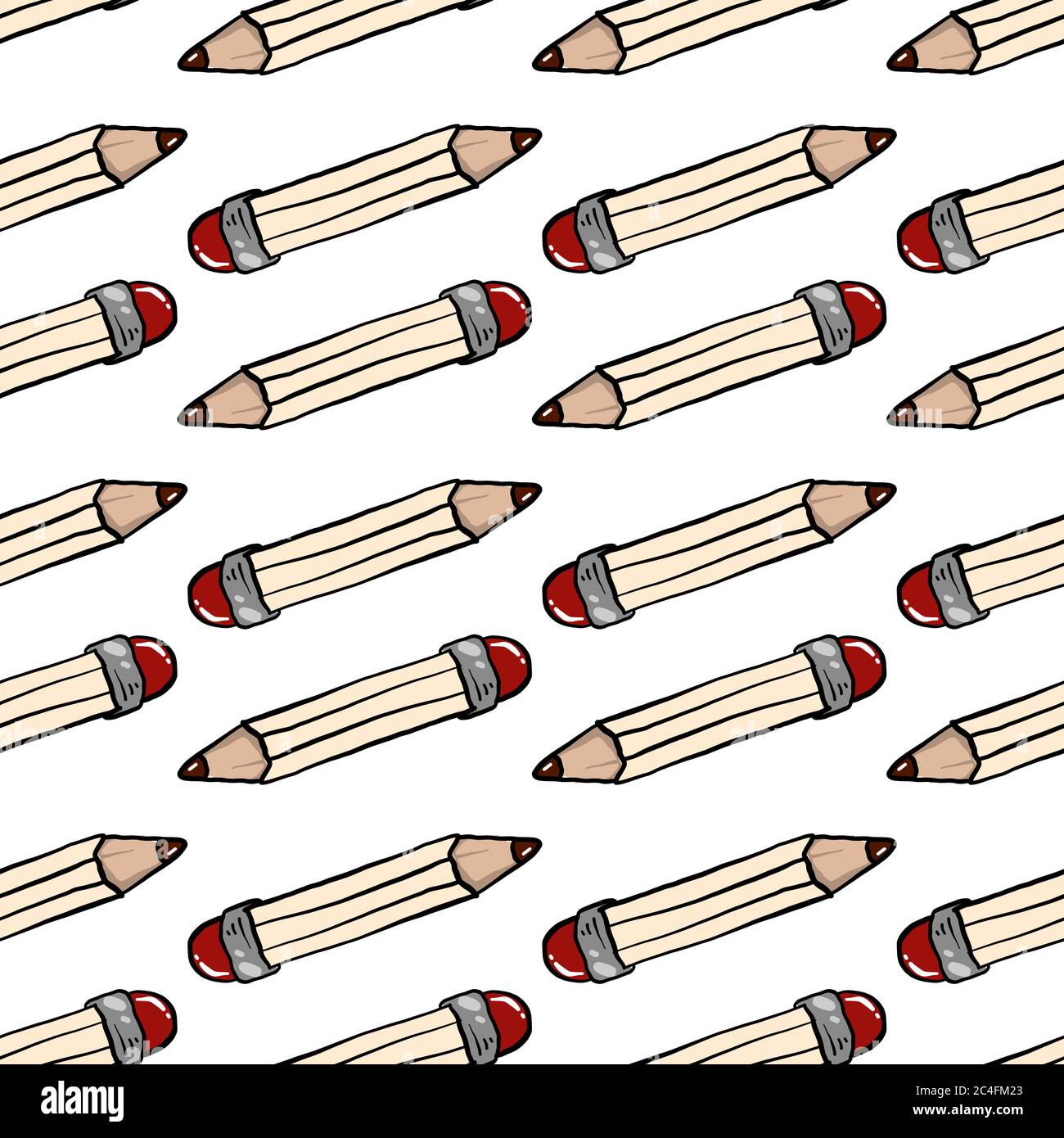 Pencils pattern, seamless pattern on white background. Stock Vector