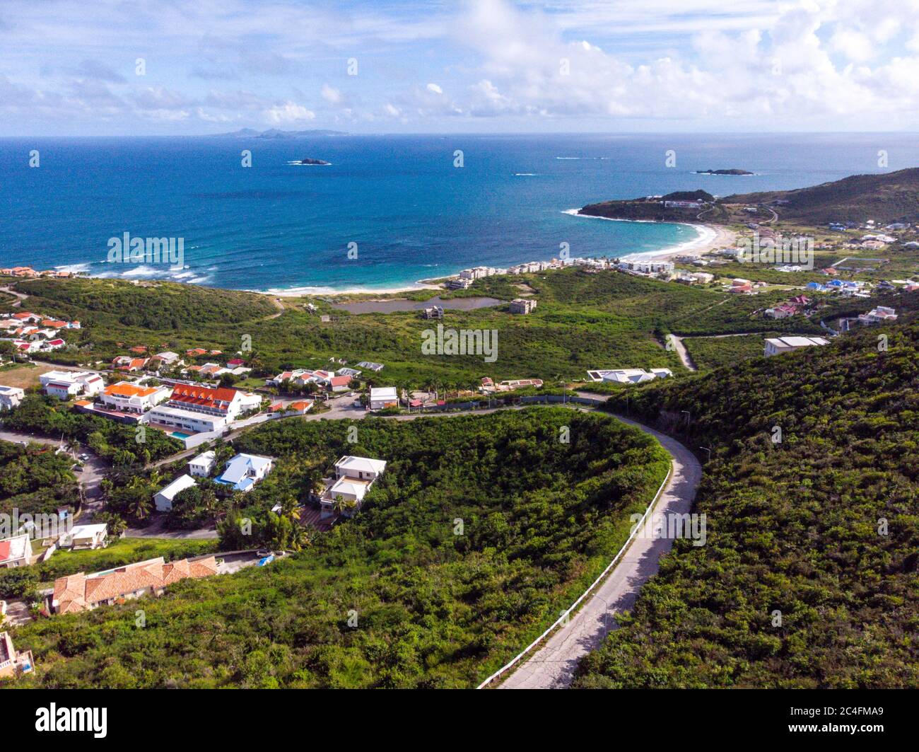 Aerial view of oyster pond in the caribbean island of St.maarten Stock