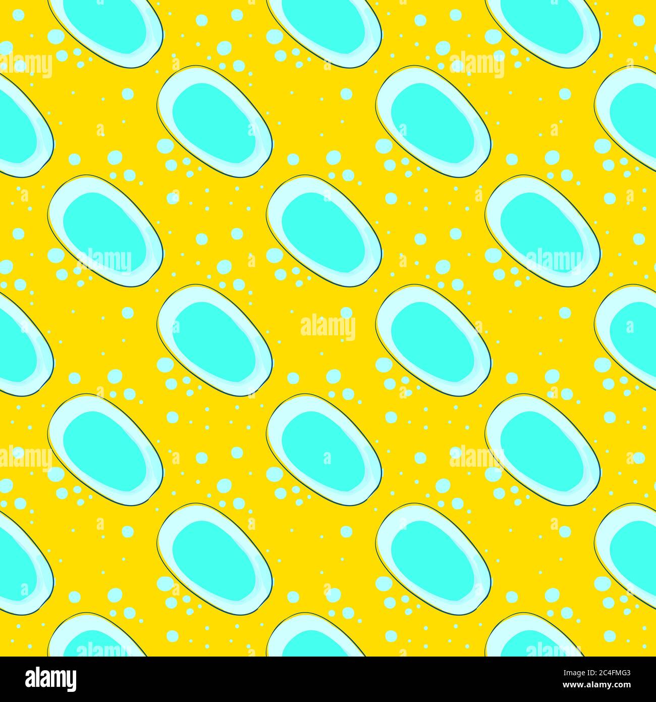 Soap pattern, seamless pattern on yellow background. Stock Vector