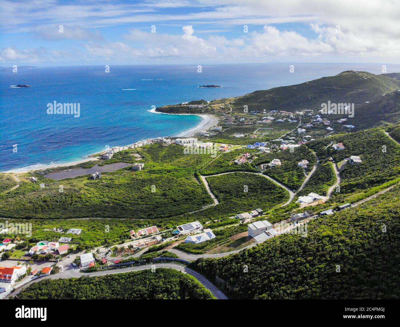 Aerial view of oyster pond in the caribbean island of St.maarten Stock