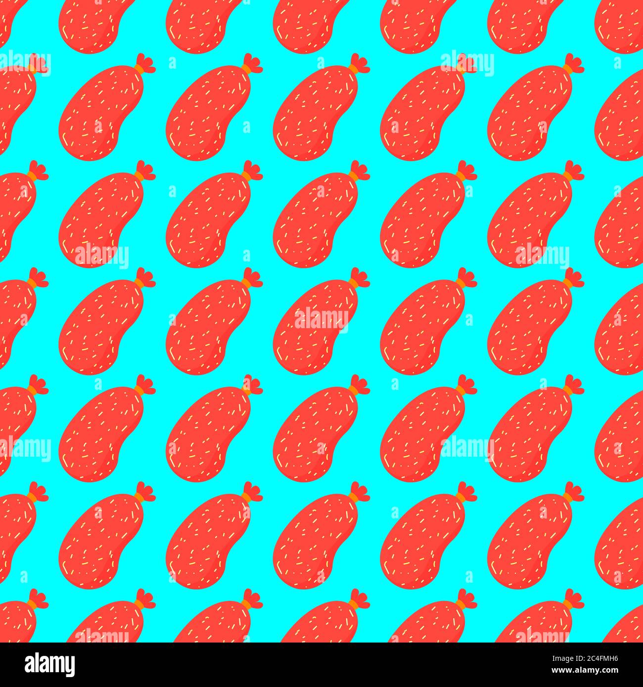 Sausage pattern, seamless pattern on blue background. Stock Vector