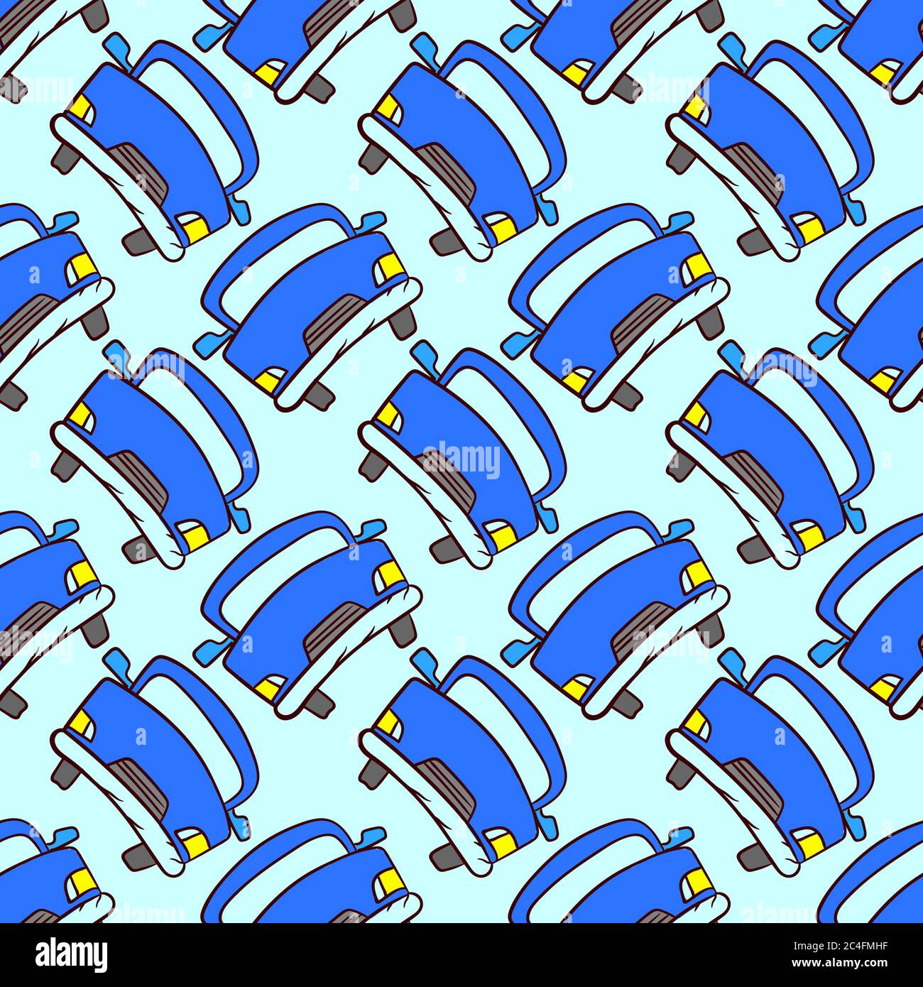 Blue car pattern, seamless pattern on blue background. Stock Vector