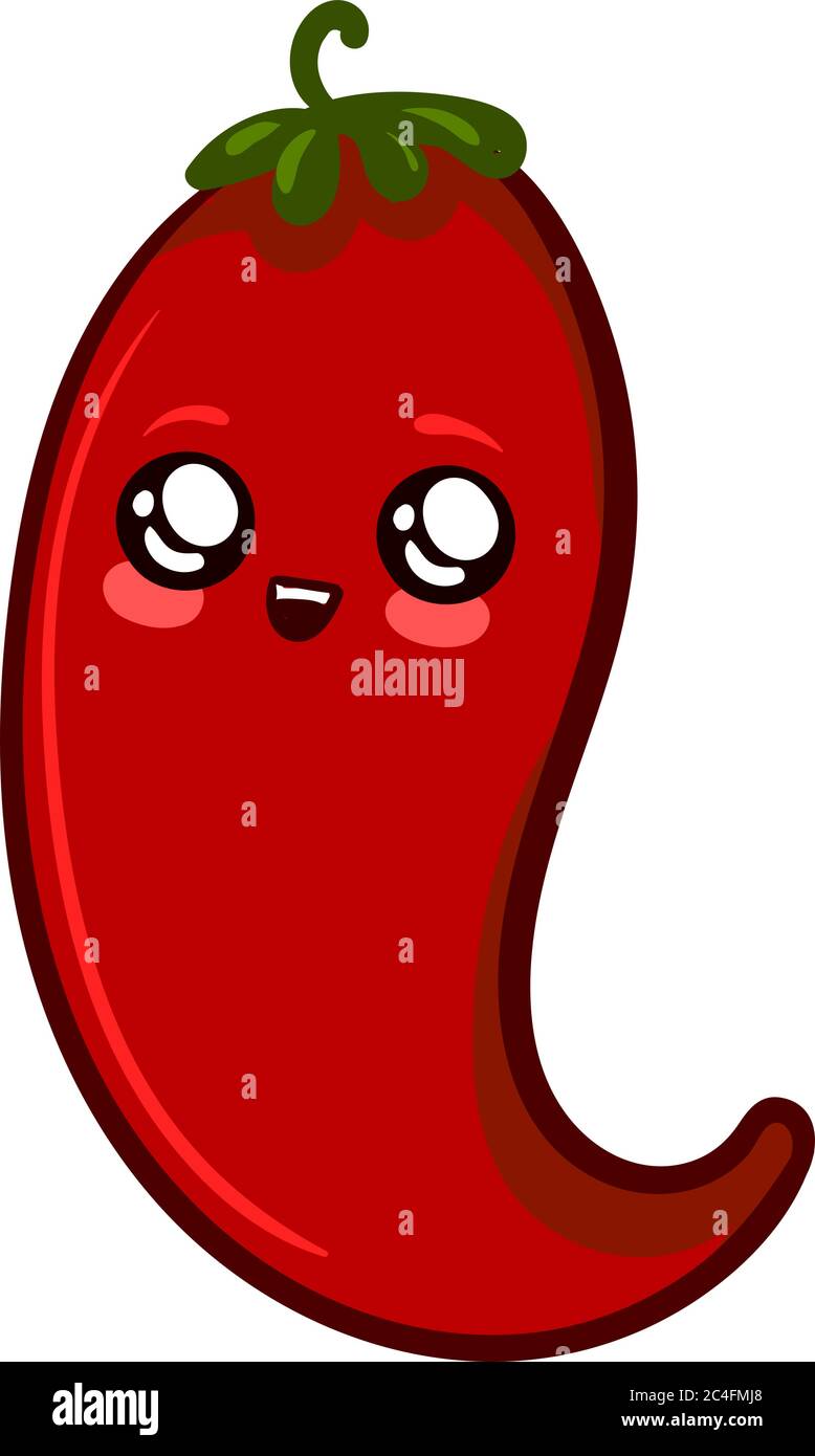 Cute red chili pepper, illustration, vector on white background Stock