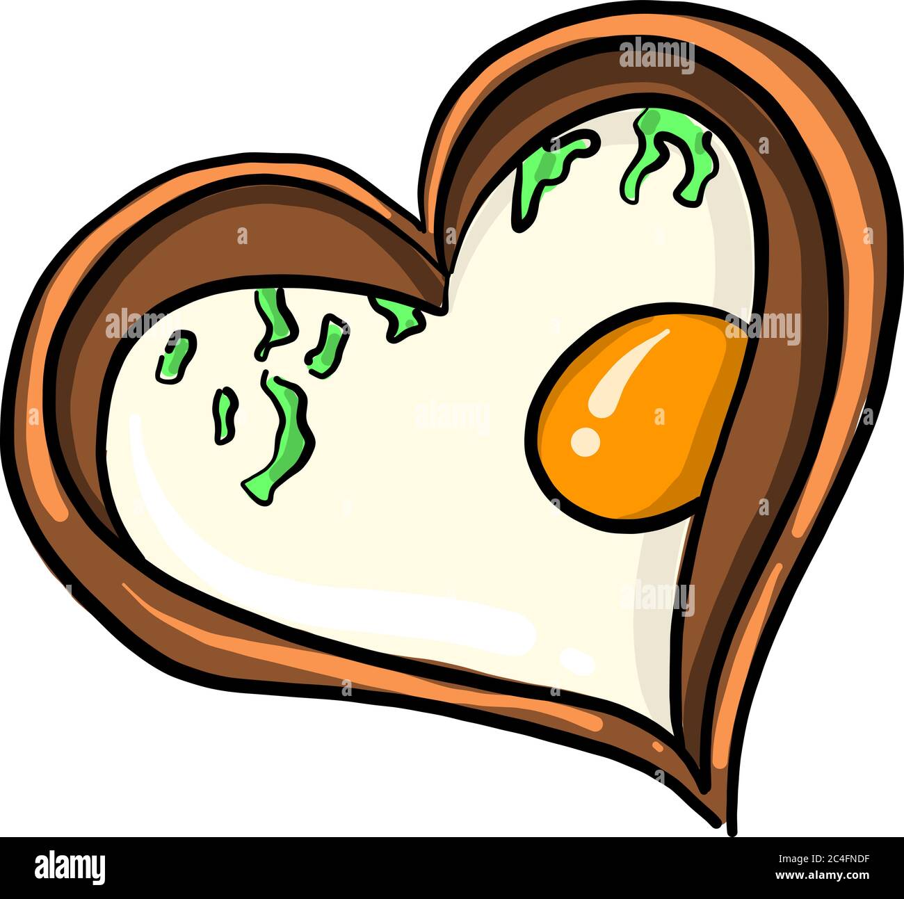 Fried eggs with bread, illustration, vector on white background Stock Vector