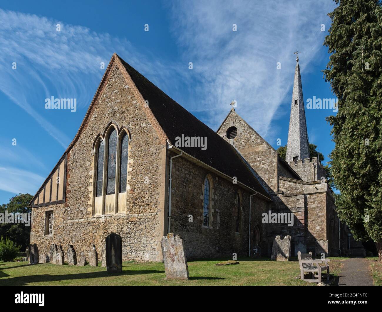 WEST MALLING, KENT, UK - SEPTEMBER 13, 2019:  View of St.Mary the Virgin Parish Church in the High Street Stock Photo