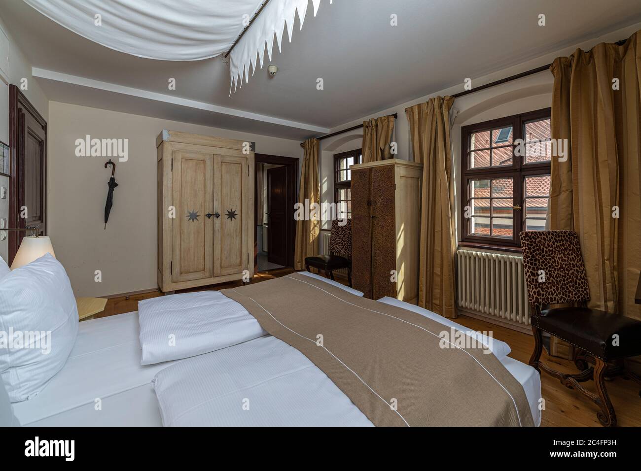 Interior view of deluxe hotel room in german castle Stock Photo
