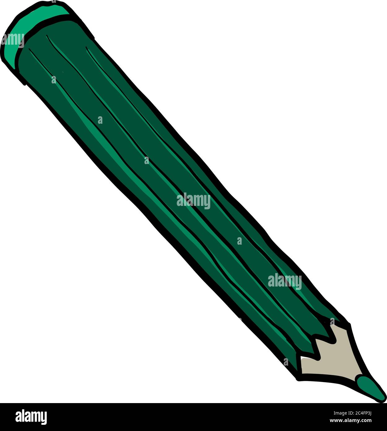 Green pencil, illustration, vector on white background Stock Vector ...