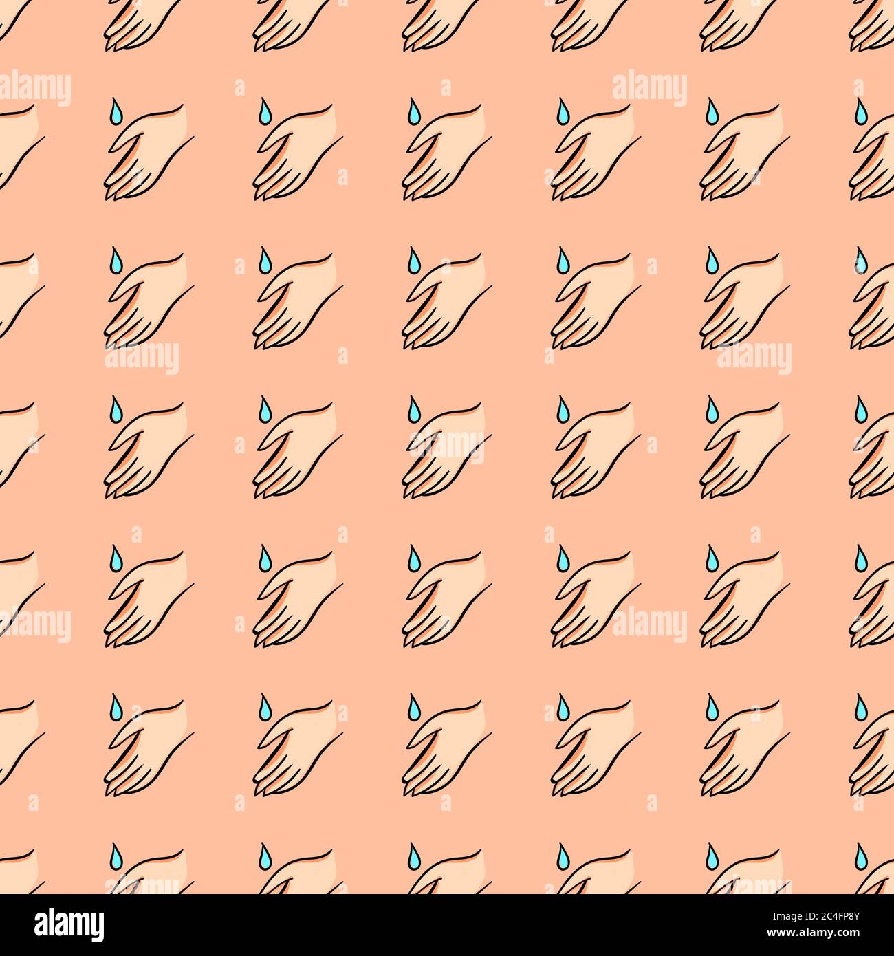 Hand washing, seamless pattern on rose background. Stock Vector