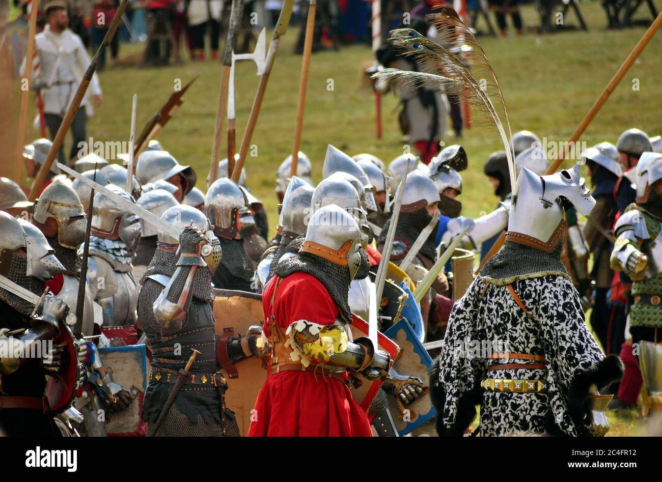 Grunwald, Poland - July 14th 2018: Battle of Grunwald 1410 reenactment Stock Photo