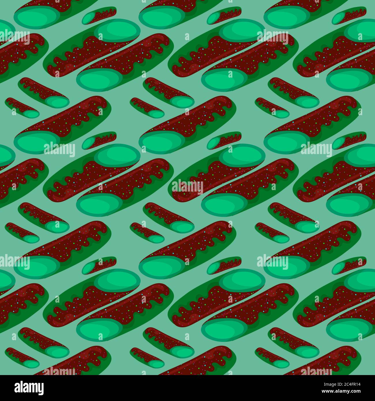 Eclair pattern, seamless pattern on green background. Stock Vector