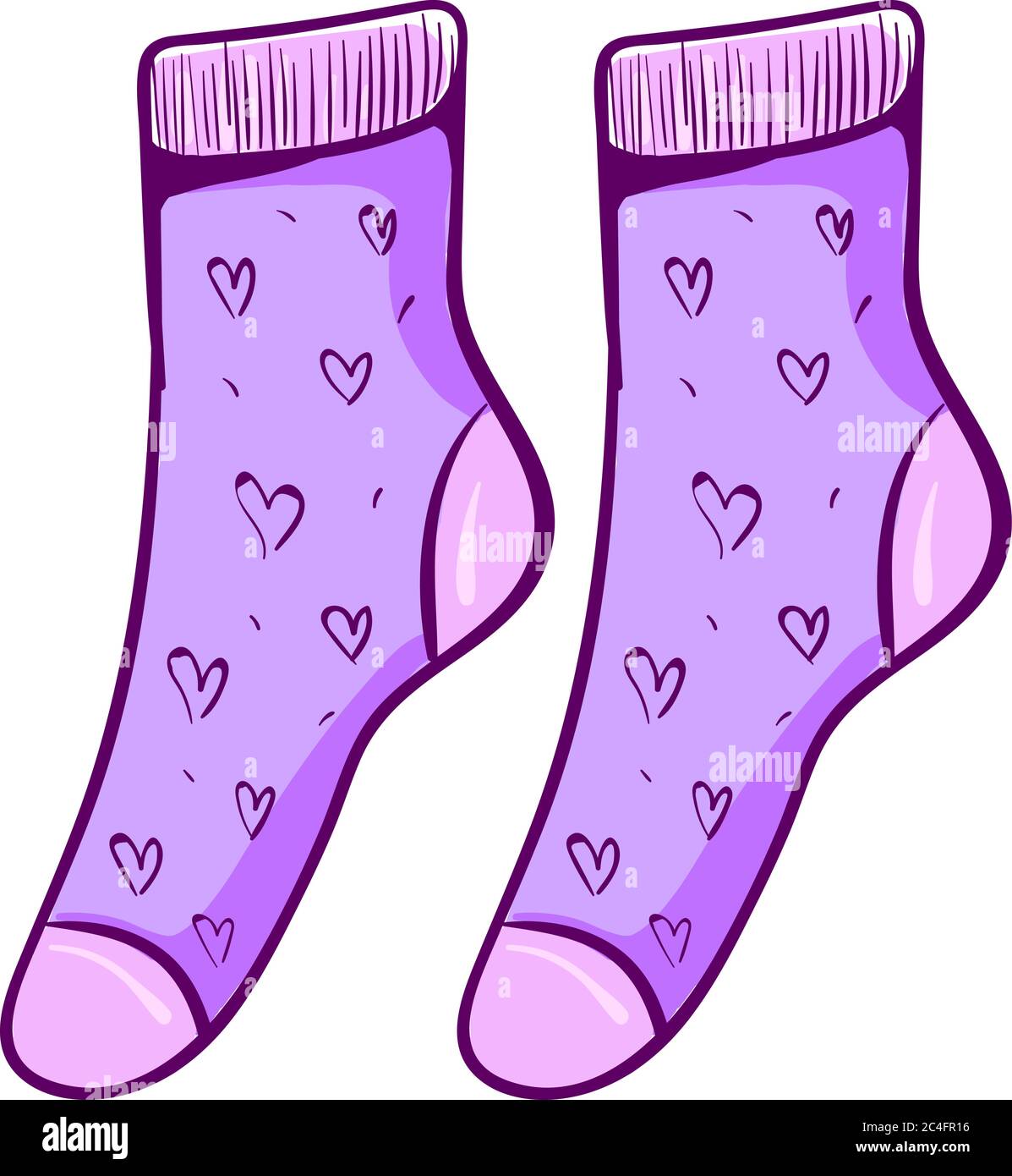 Purple socks, illustration, vector on white background Stock Vector ...