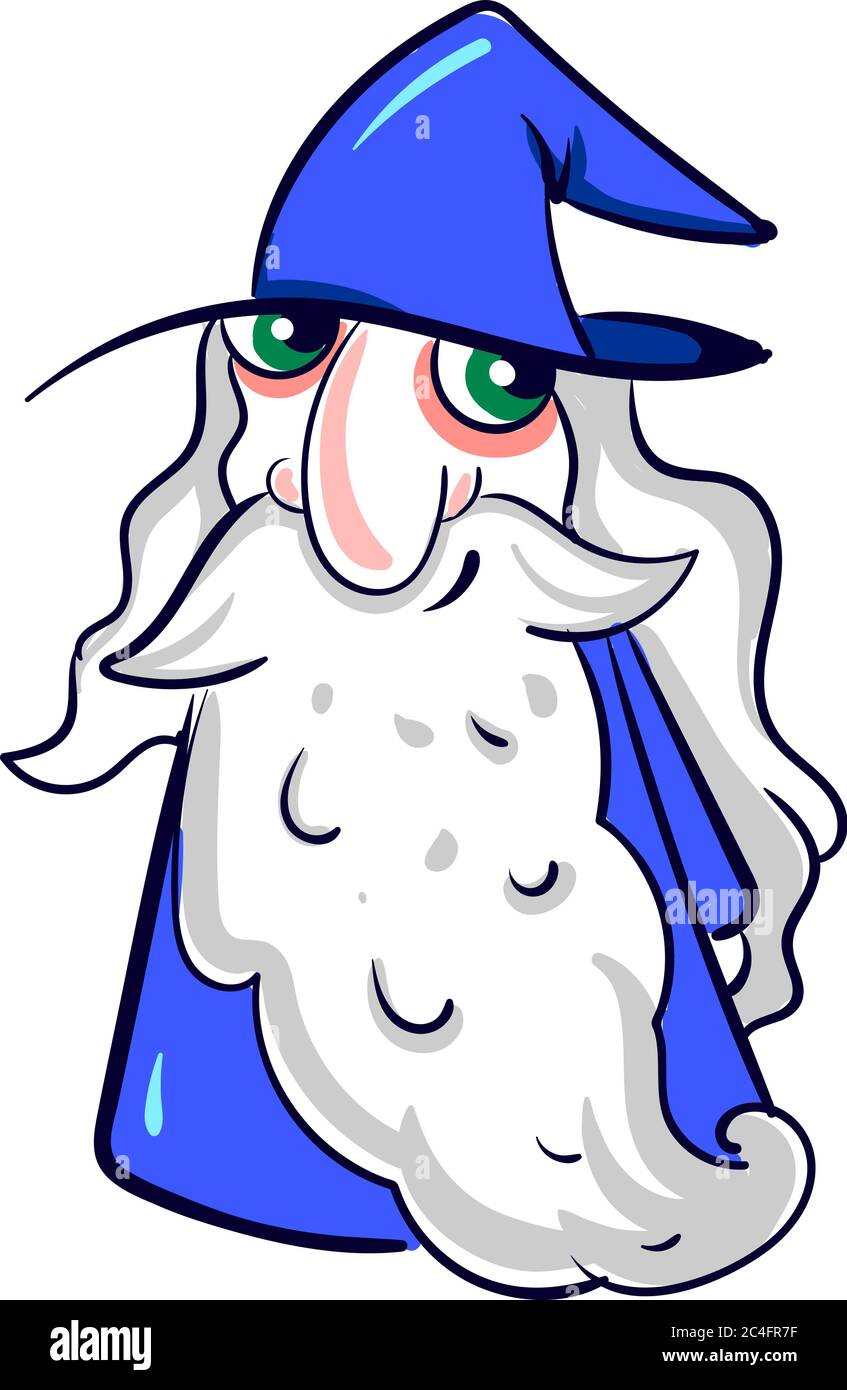 Happy old wizard, illustration, vector on white background Stock Vector
