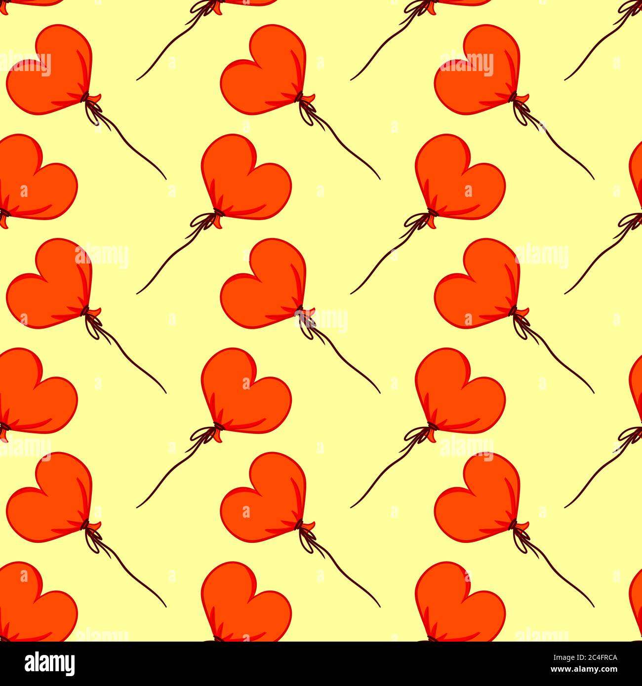 Heart balloons, seamless pattern on yellow background Stock Vector ...