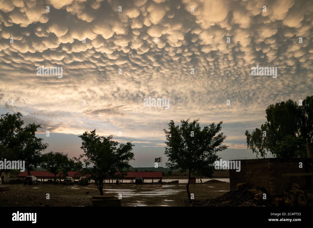 Mammtus clouds floating over Pakistani sky Stock Photo