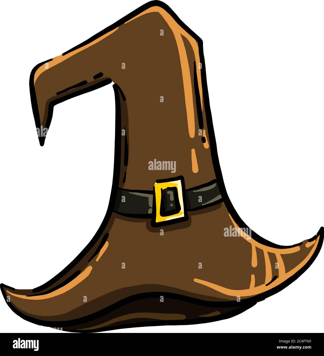 Brown wizard hat, illustration, vector on white background Stock Vector