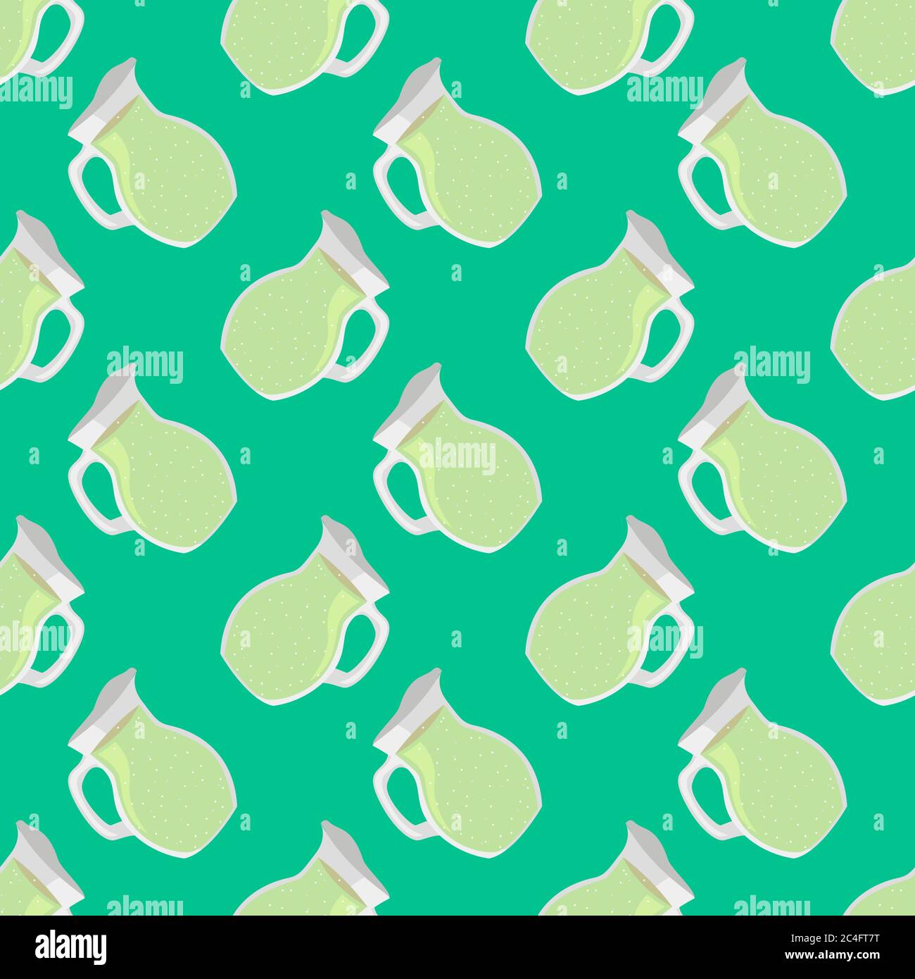 Kettle pattern, seamless pattern on green background. Stock Vector