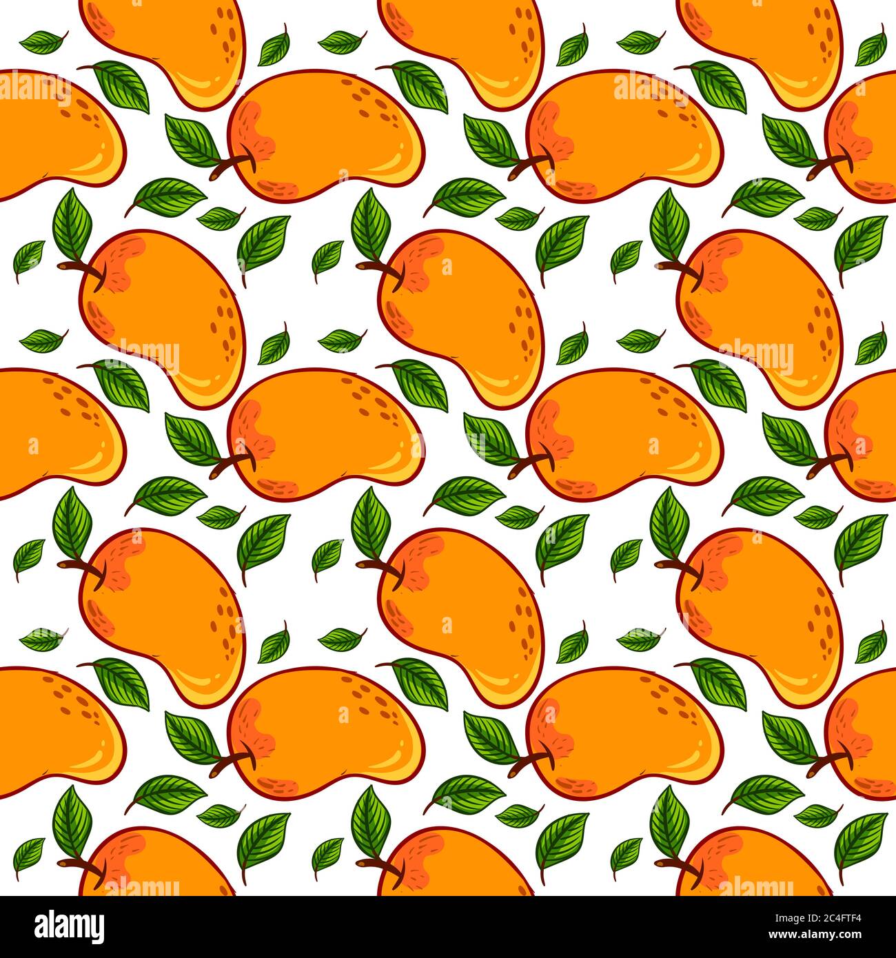 Mango pattern, seamless pattern on white background. Stock Vector