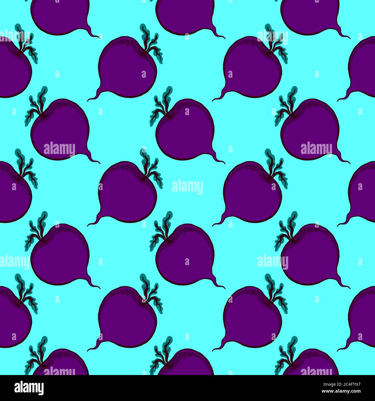 Beets pattern, seamless pattern on blue background. Stock Vector