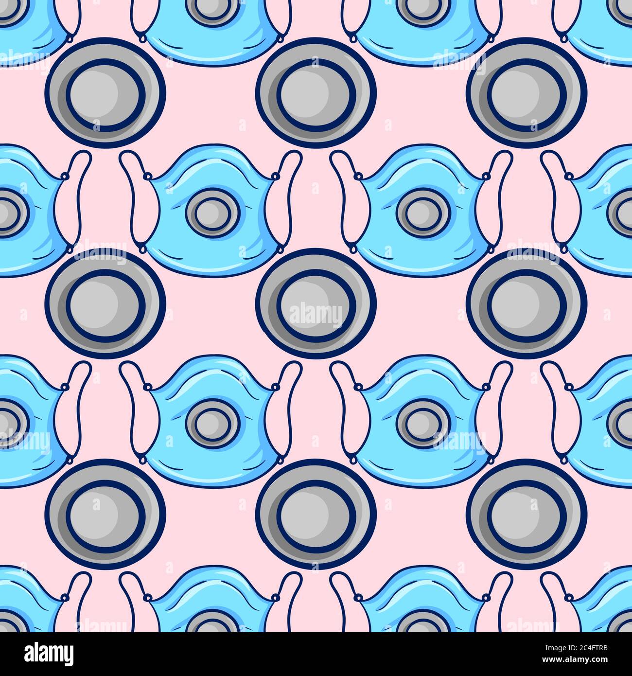 Medical mask, seamless pattern on pink background. Stock Vector