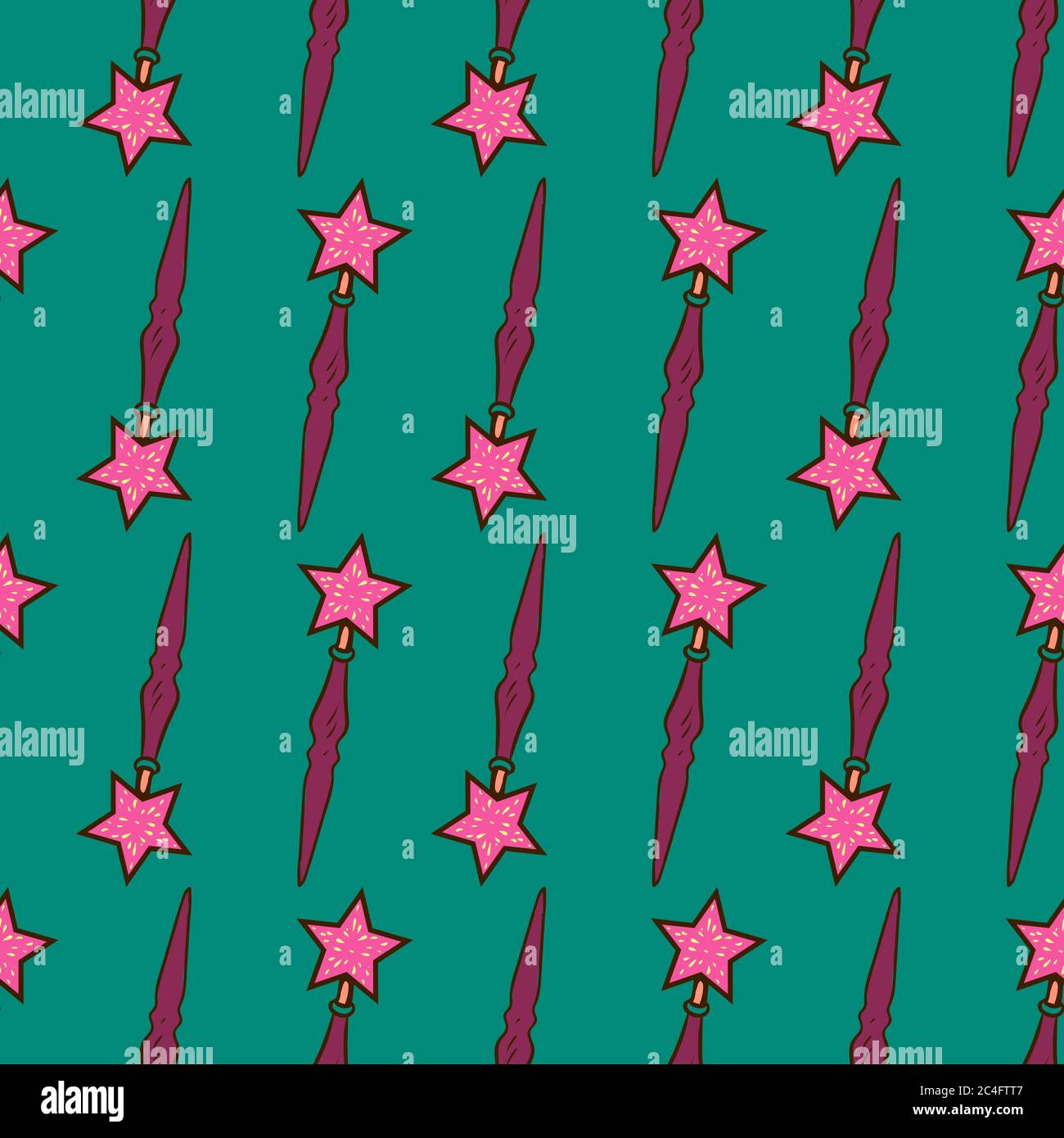 MAgic wand, seamless pattern on green background Stock Vector Image ...
