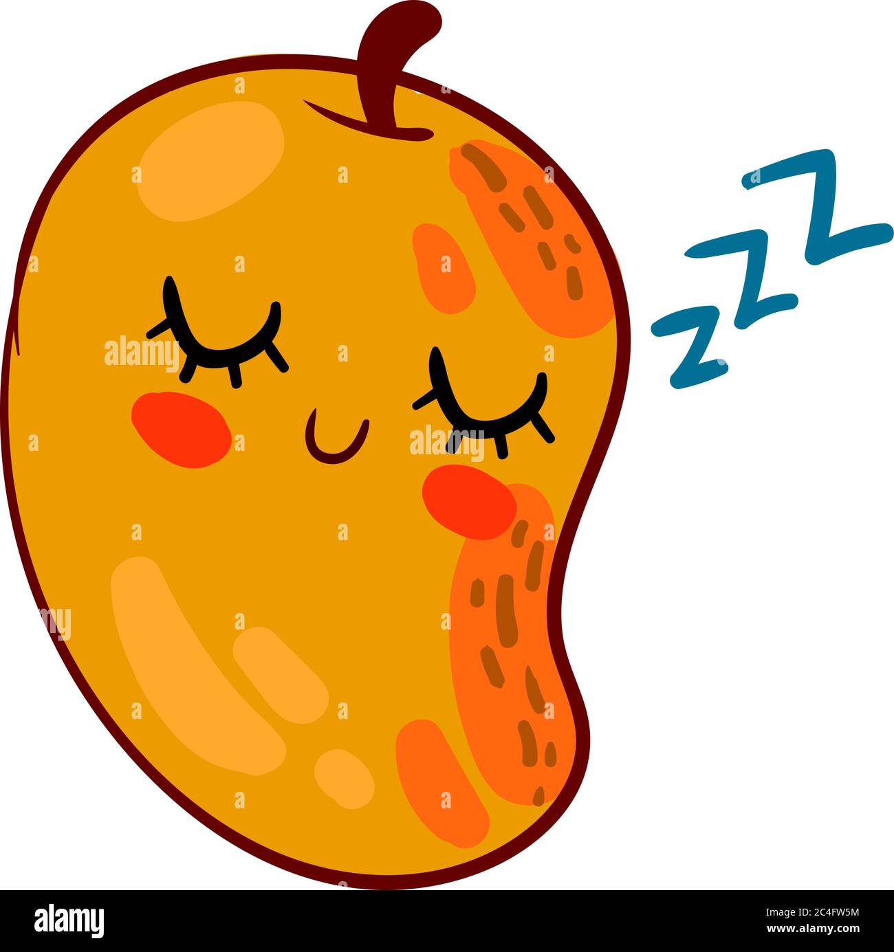 Sleepy mango, illustration, vector on white background Stock Vector