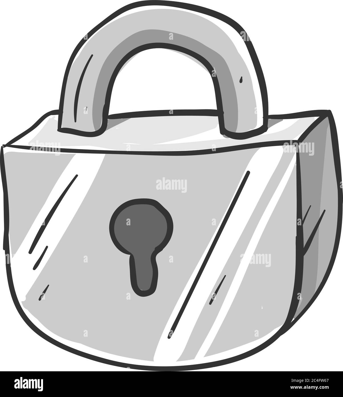 Metal lock, illustration, vector on white background Stock Vector