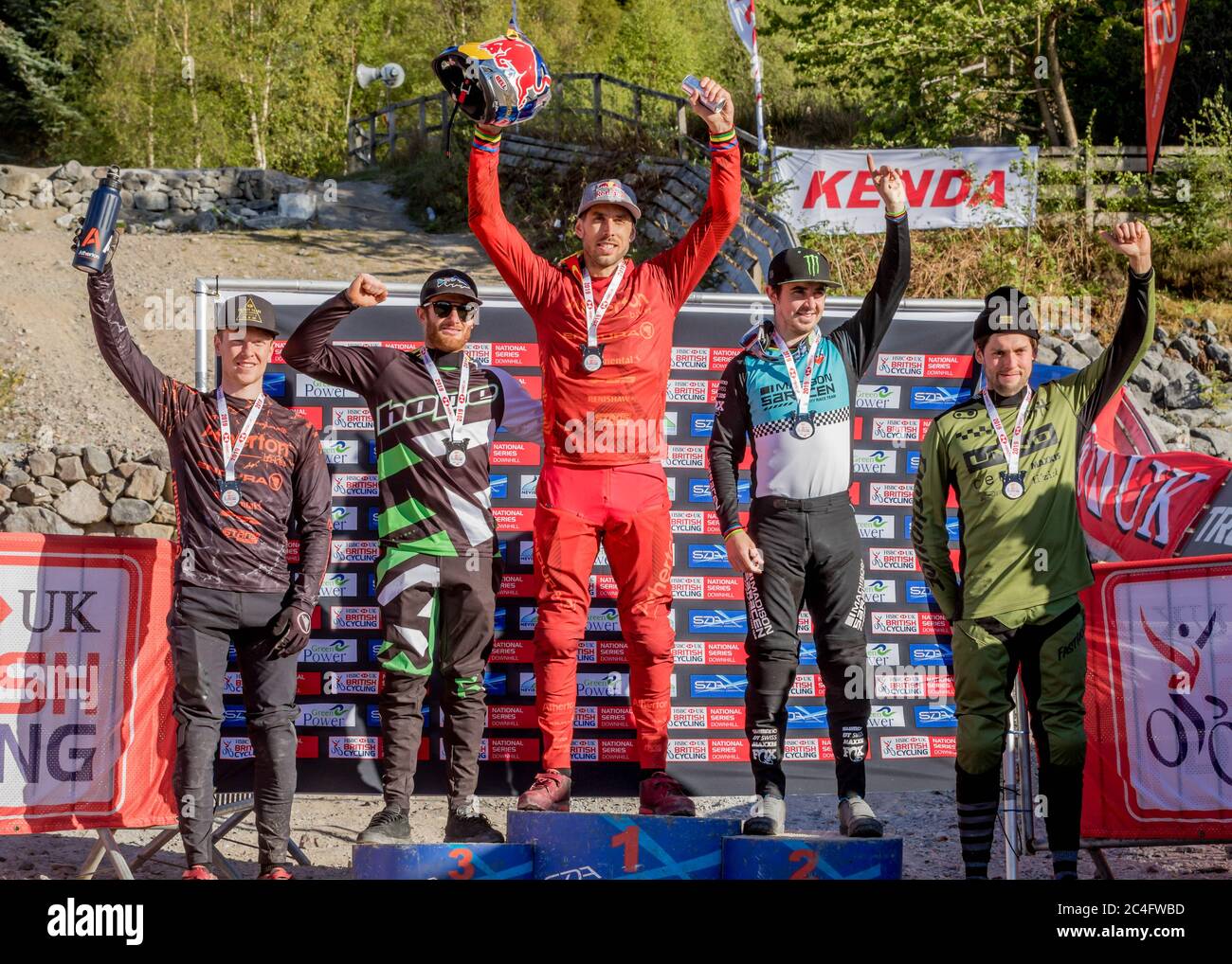 Downhill Mountain Bike Racing, Scotland Stock Photo