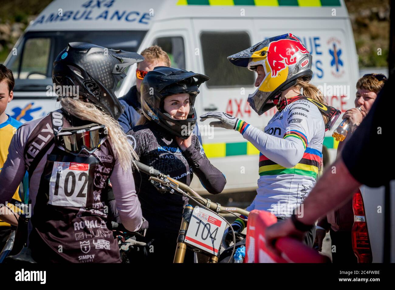 Rachel Atherton, Downhill Mountain Bike Racing, Scotland Stock Photo