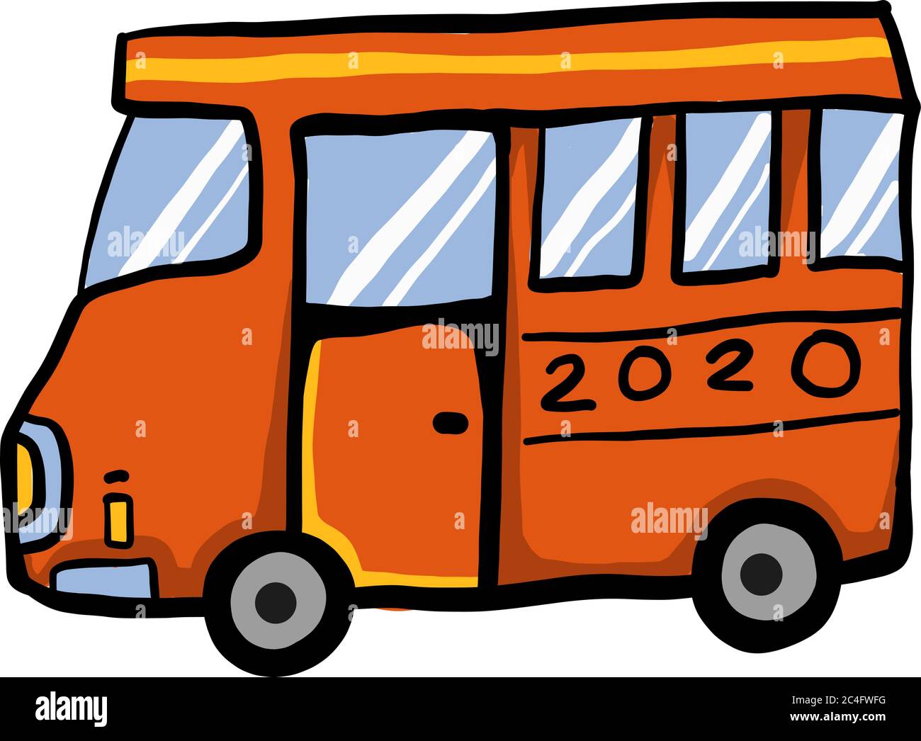 Orange bus, illustration, vector on white background Stock Vector Image
