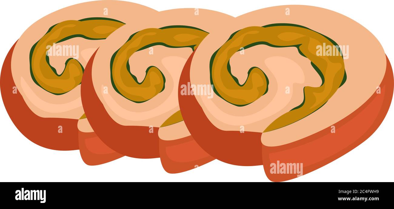 Meatloaf pieces, illustration, vector on white background Stock Vector