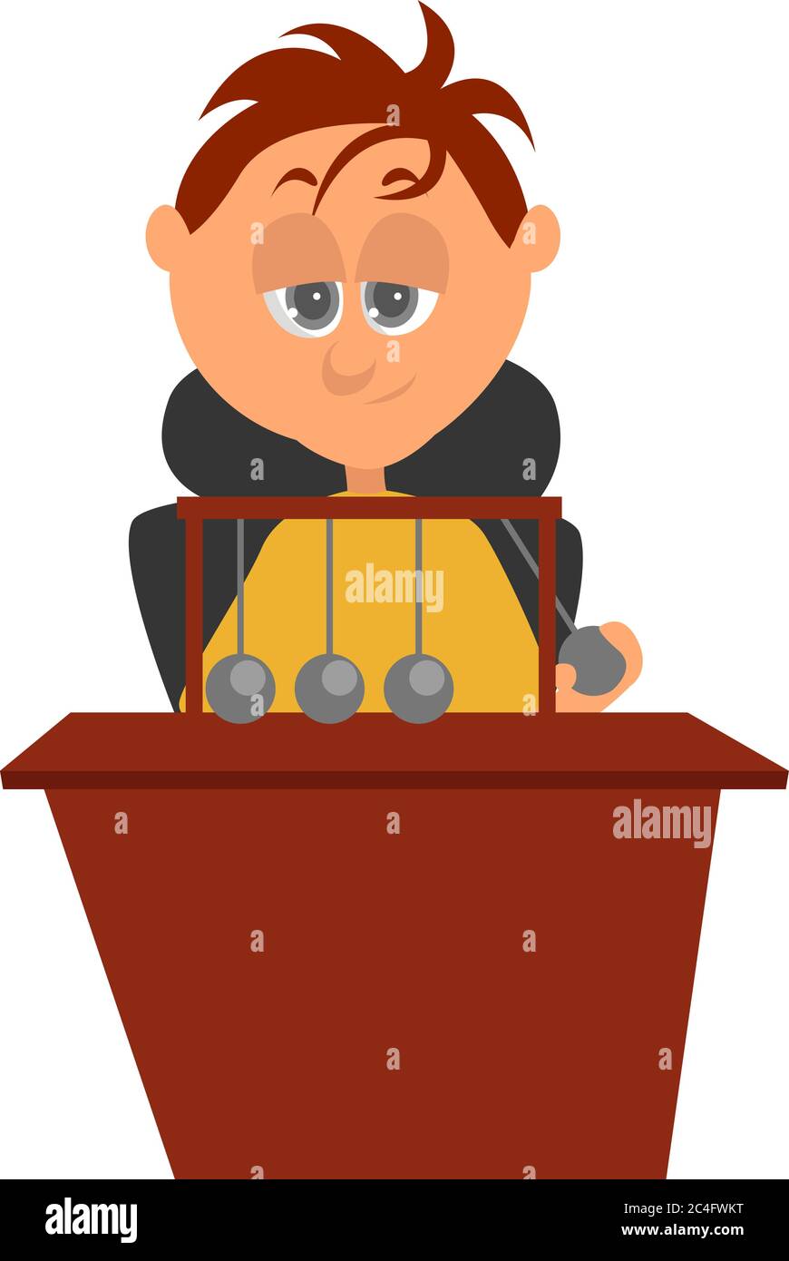 Man with Newtons cradle, illustration, vector on white background Stock Vector