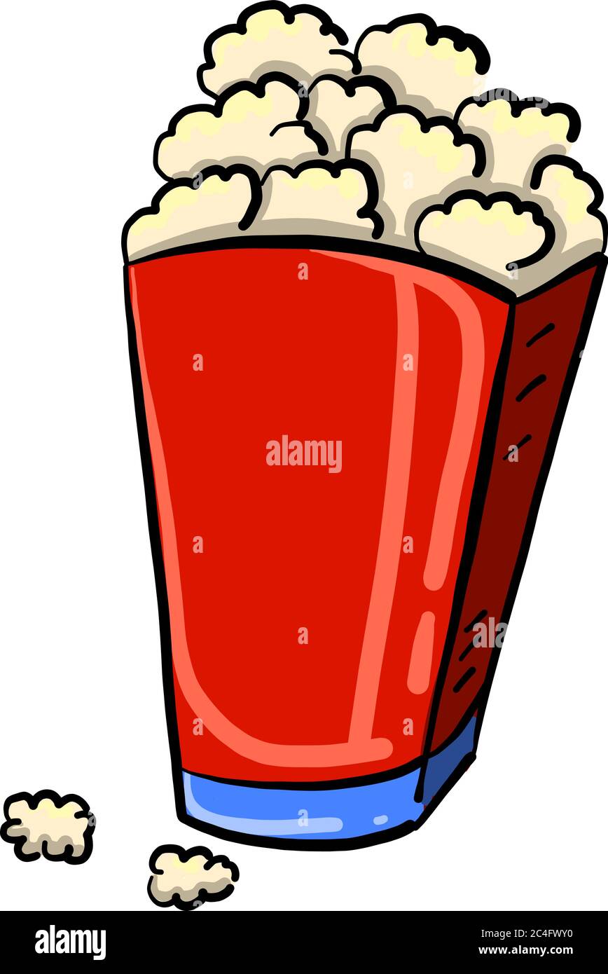 Pop corn, illustration, vector on white background Stock Vector