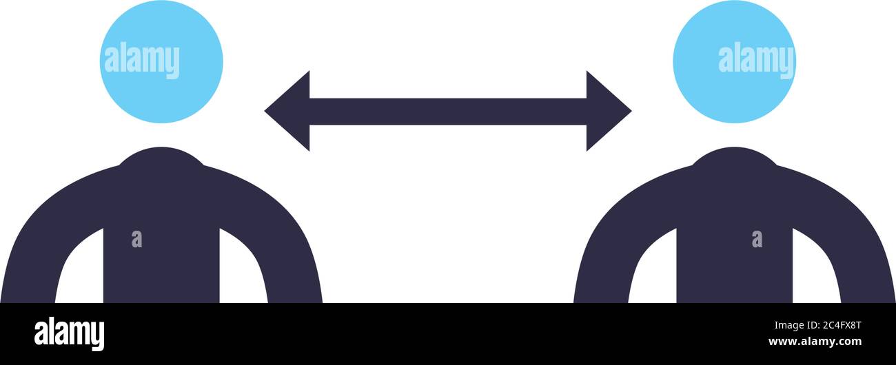 Social distancing between avatars flat style icon design of Covid 19 ...