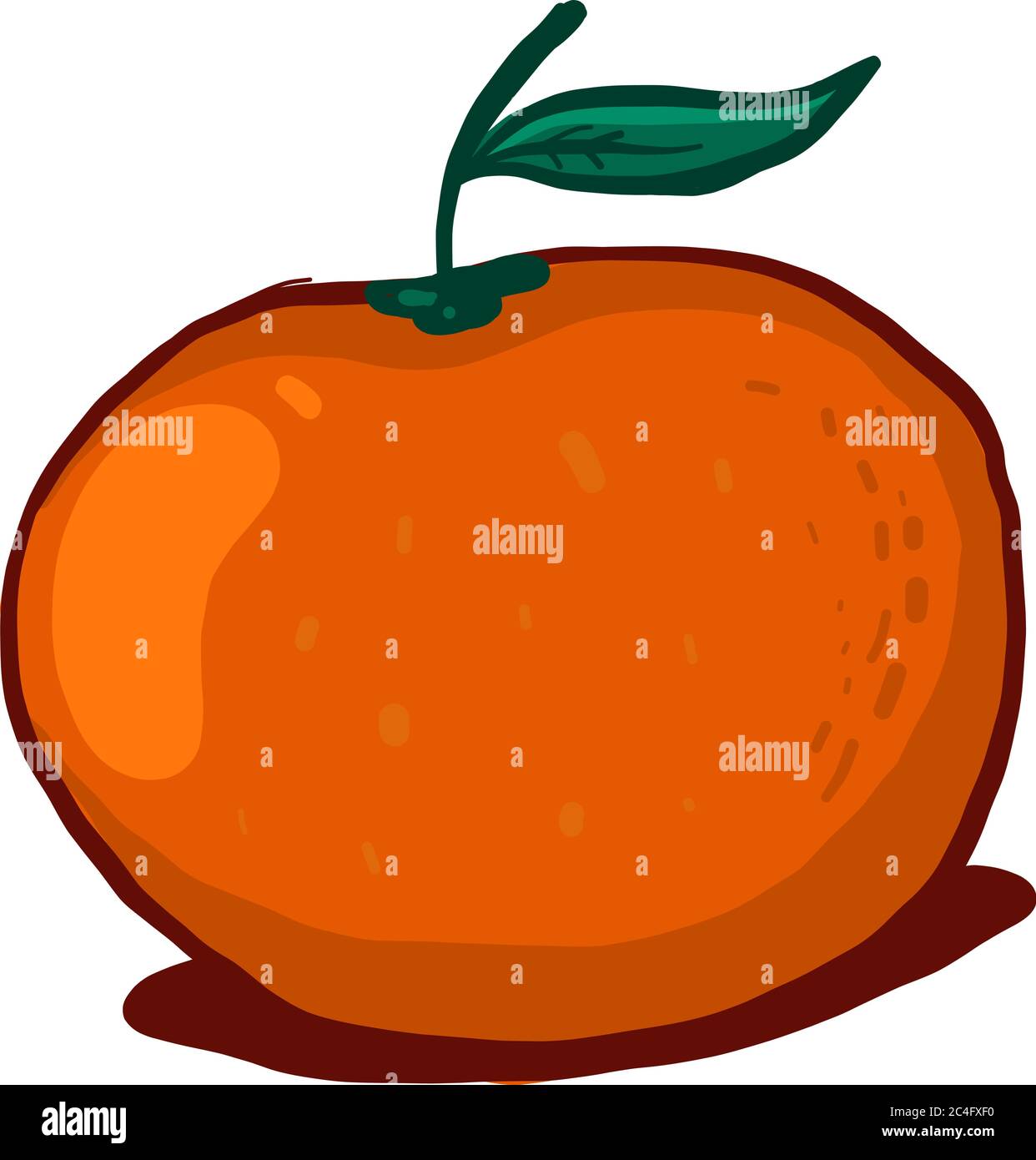 Orange mandarin, illustration, vector on white background Stock Vector