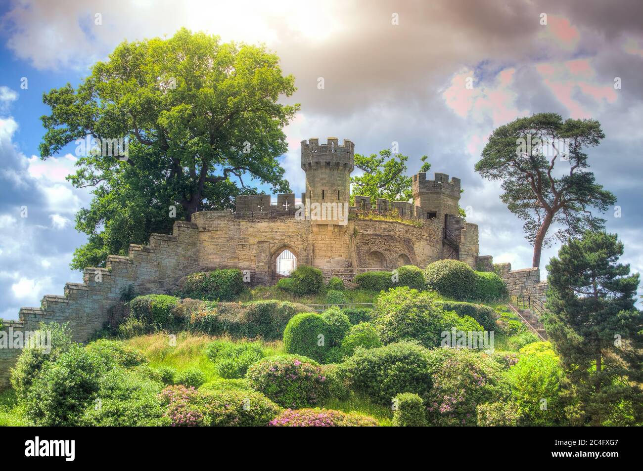 HDR image of a medieval castle ruins on a hill Stock Photo - Alamy