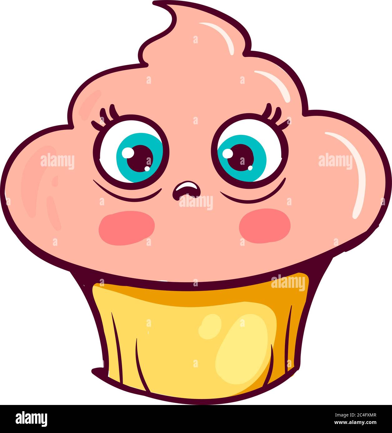 Scared cupcake, illustration, vector on white background Stock Vector