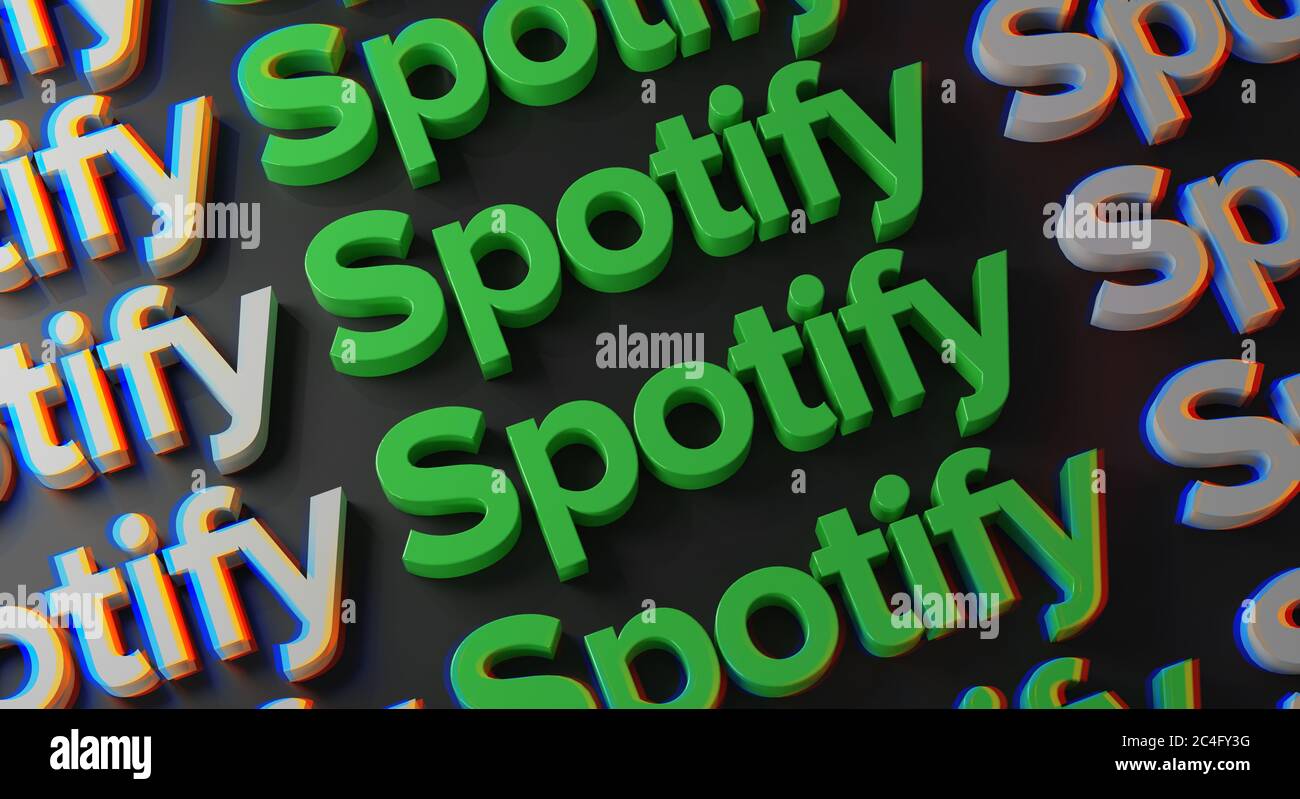 Spotify Multiple Typography on Dark Wall 3D Rendering Stock Photo - Alamy