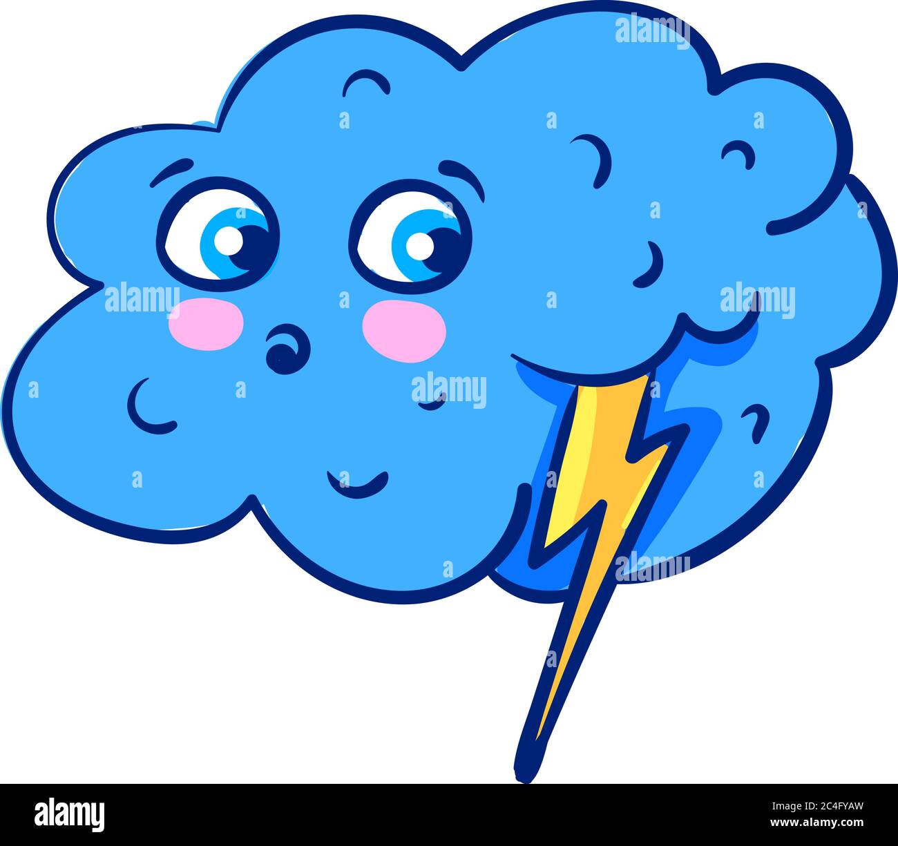 Scared cloud, illustration, vector on white background Stock Vector
