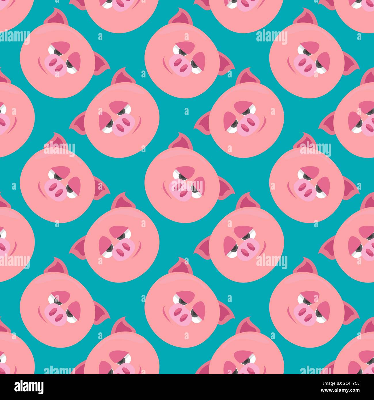 Pig pattern, seamless pattern on blue background. Stock Vector