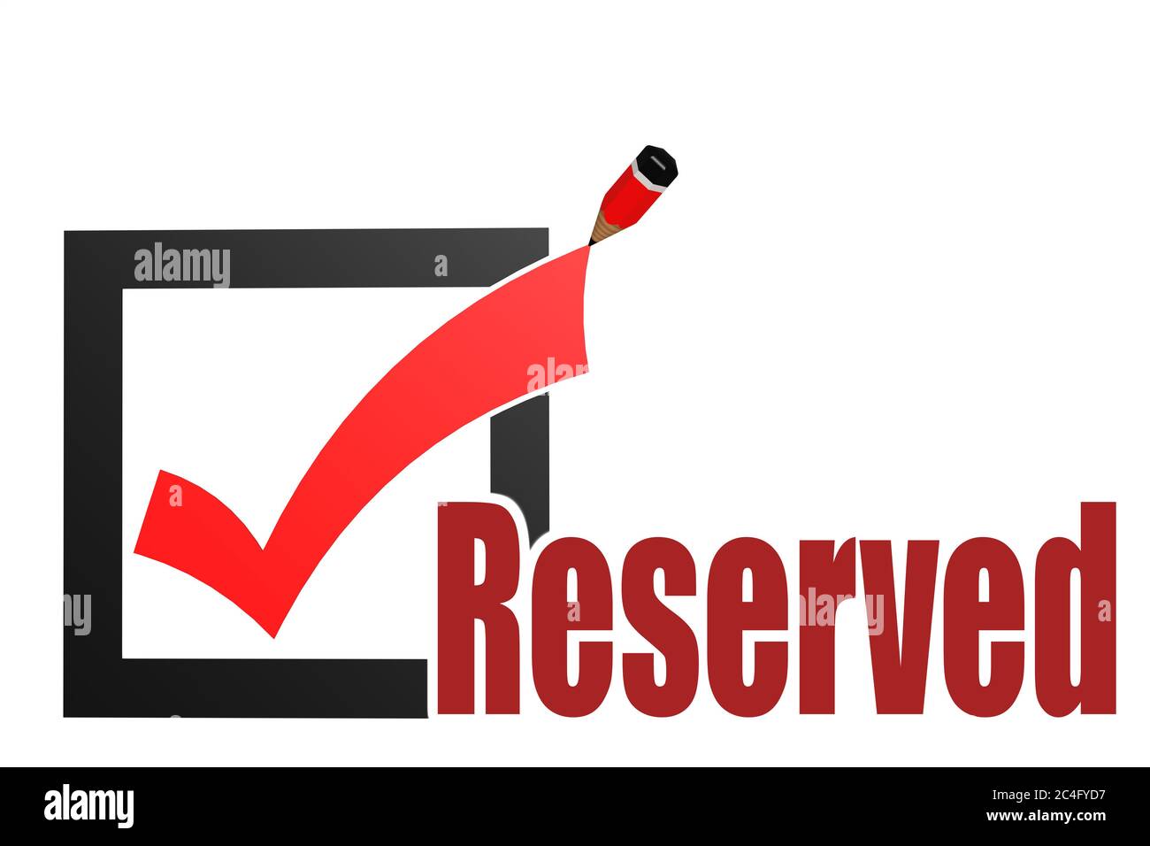 Reserved word with check mark and pencil Stock Photo Alamy