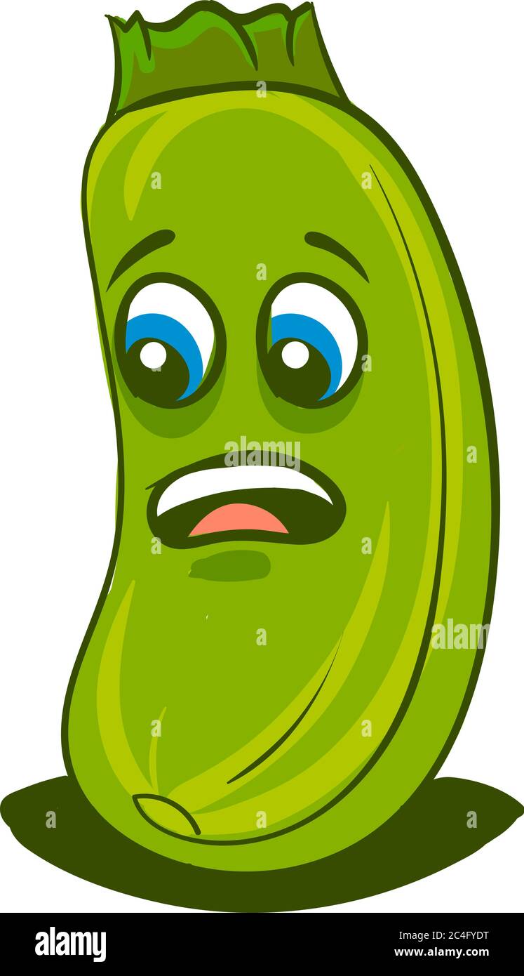 Scared zucchini, illustration, vector on white background Stock Vector