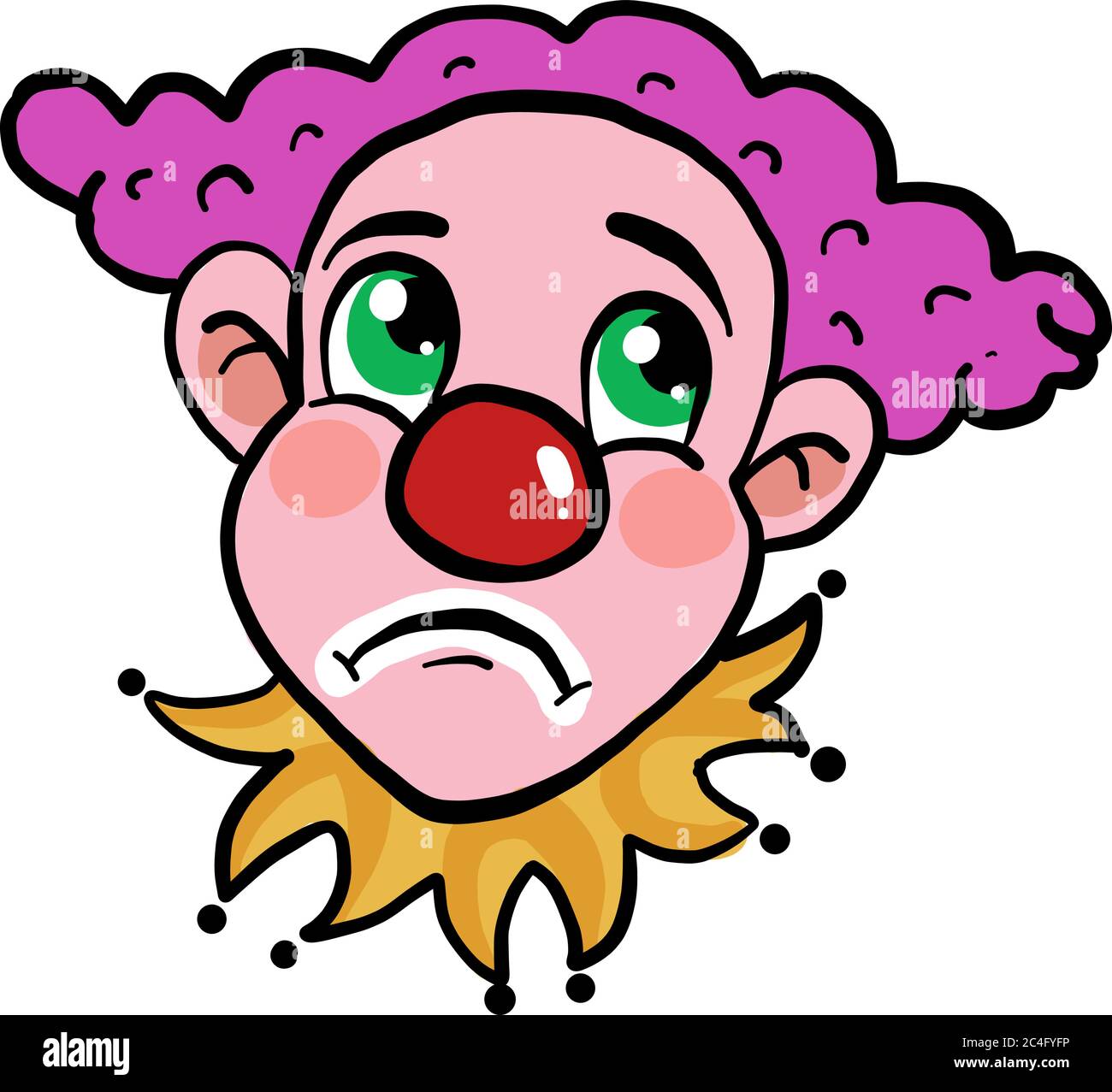 Sad clown, illustration, vector on white background Stock Vector Image