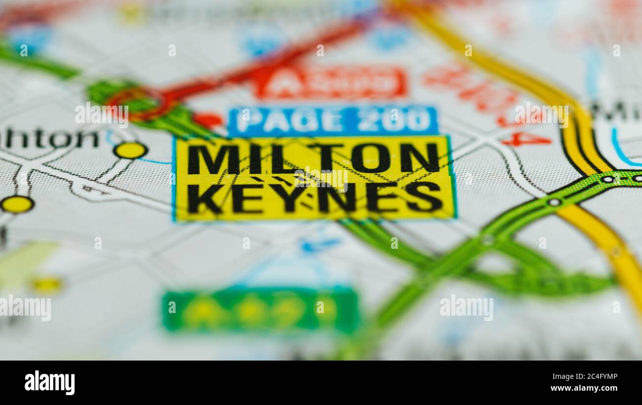 Milton Keynes on a Map Stock Photo