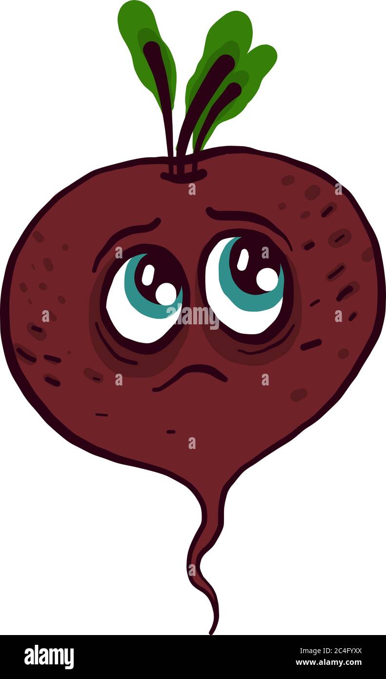 Sad beet, illustration, vector on white background Stock Vector