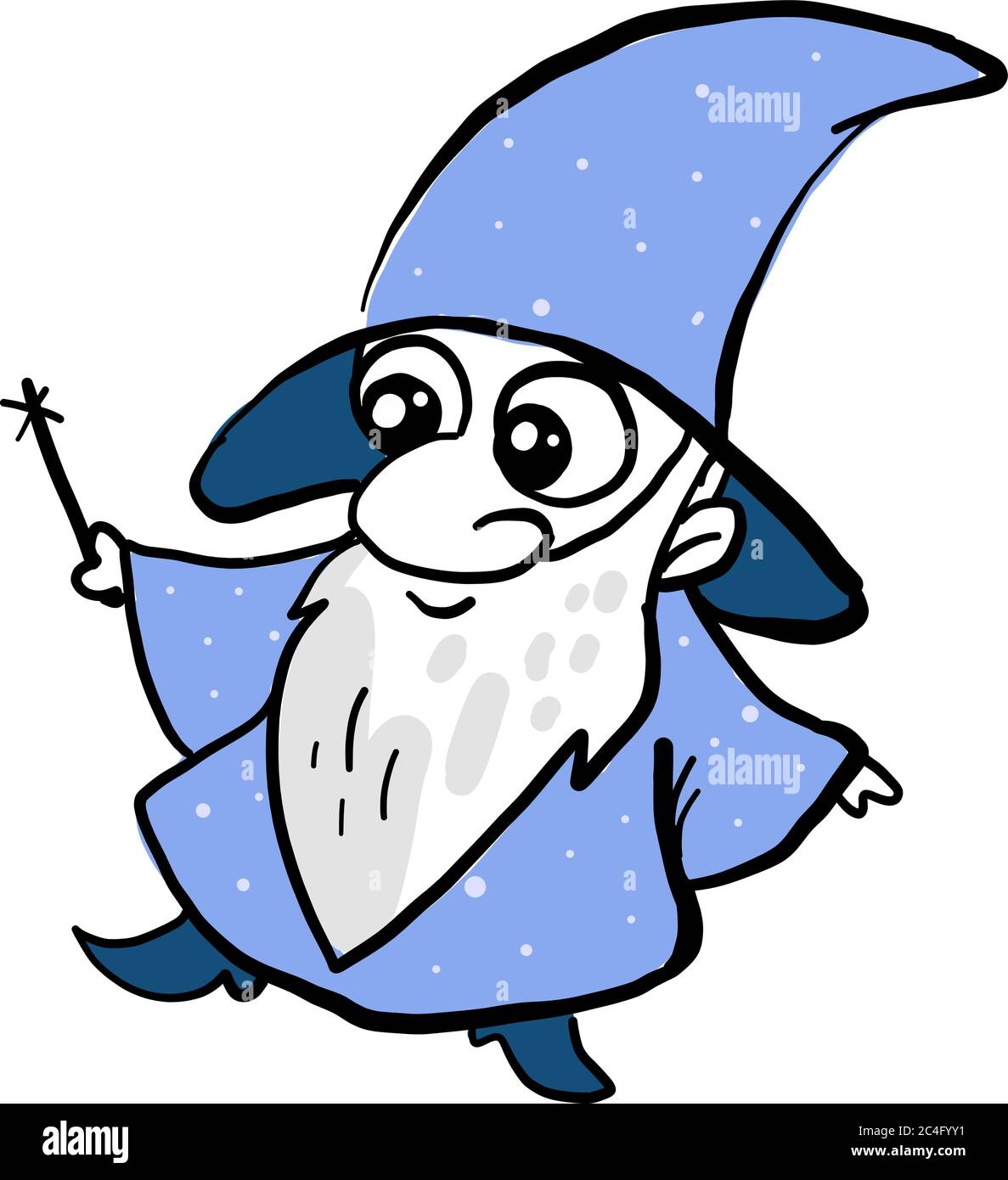 Small wizard, illustration, vector on white background Stock Vector